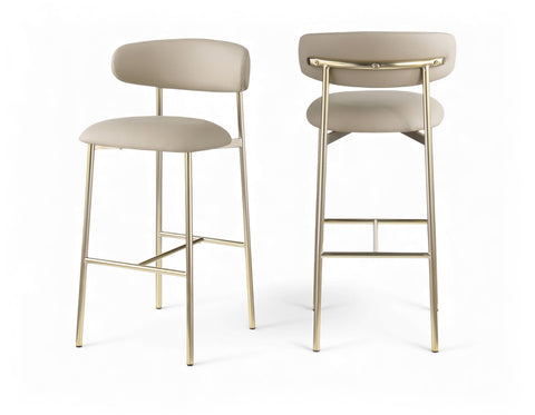 Opal Taupe Vegan Leather Upholstered Bar Stool, 2-Piece