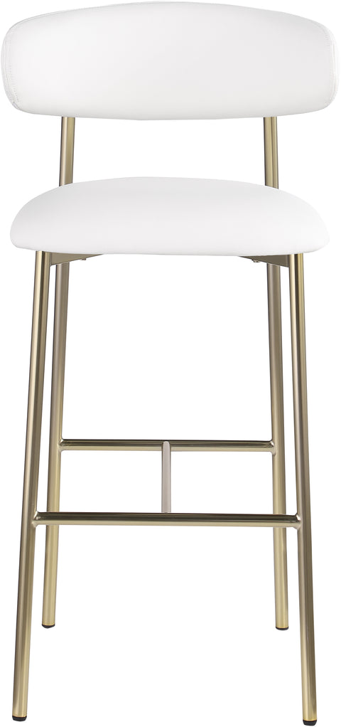 Opal White Vegan Leather Upholstered Bar Stool, 2-Piece