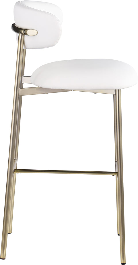 Opal White Vegan Leather Upholstered Bar Stool, 2-Piece
