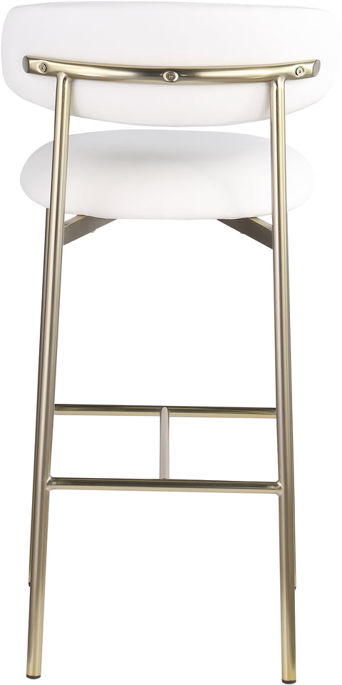 Opal White Vegan Leather Upholstered Bar Stool, 2-Piece