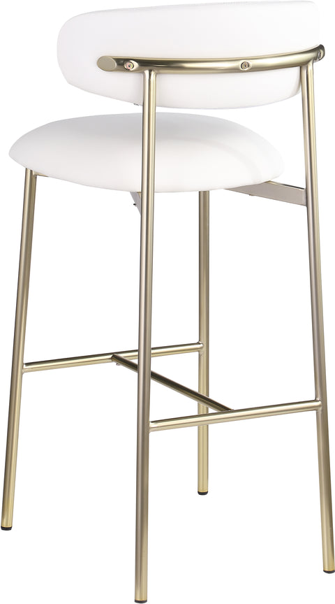 Opal White Vegan Leather Upholstered Bar Stool, 2-Piece