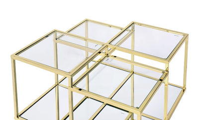 Ishiko Uchenna Coffee Table, Clear Glass & Gold Finish Finish