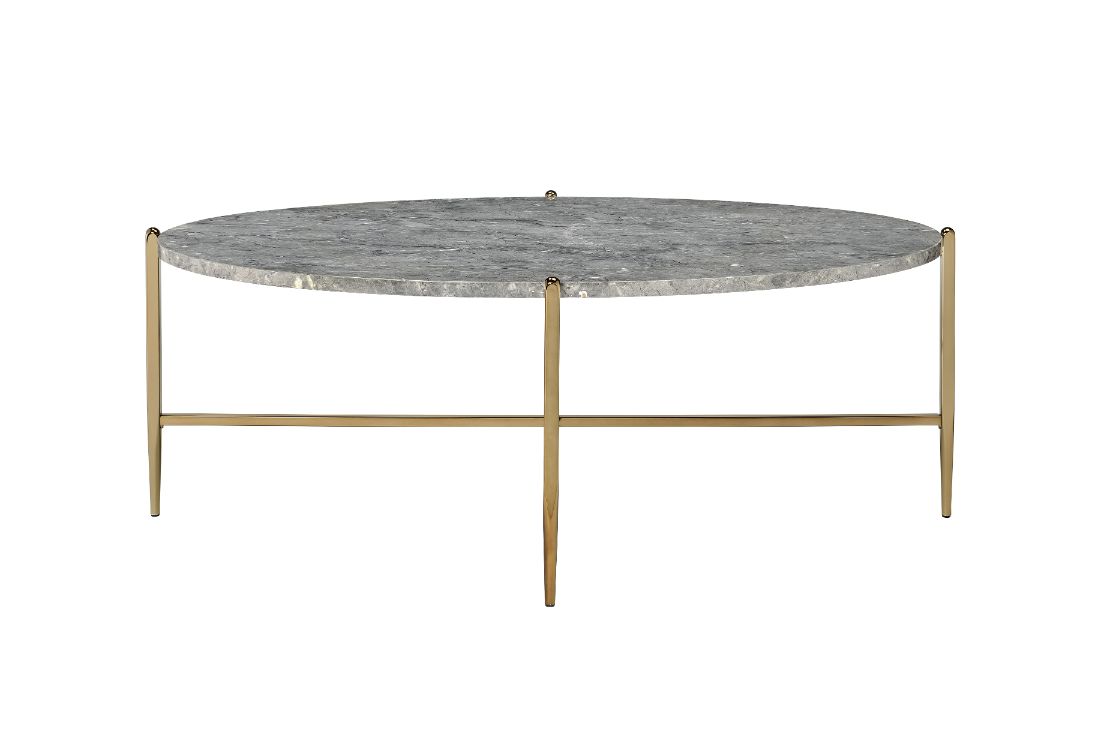 ishiko tainte coffee table, faux marble top & champagne finish