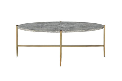 Ishiko Tainte Coffee Table, Faux Marble Top & Champagne Finish