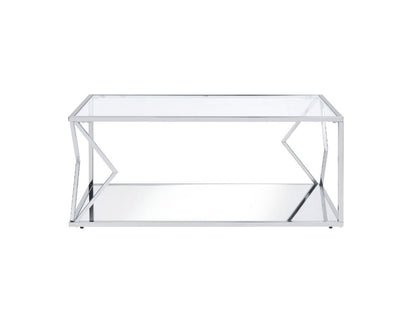 Isiah Coffee Table, Clear Glass & Chrome Finish