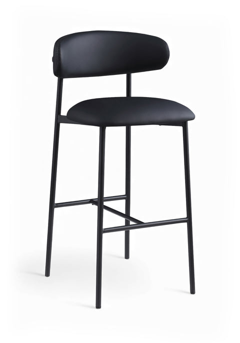 Opal Black Vegan Leather Upholstered Bar Stool, 2-Piece (Style 2)