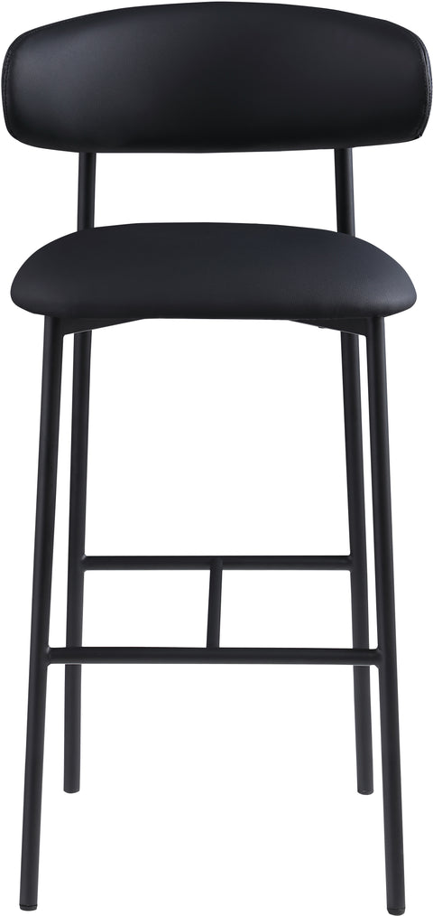 Opal Black Vegan Leather Upholstered Bar Stool, 2-Piece (Style 2)