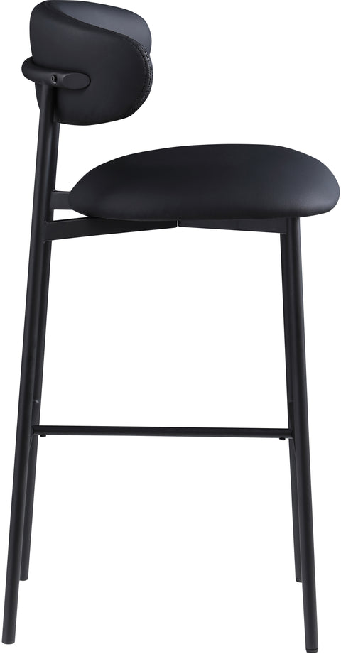 Opal Black Vegan Leather Upholstered Bar Stool, 2-Piece (Style 2)