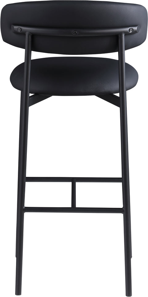 Opal Black Vegan Leather Upholstered Bar Stool, 2-Piece (Style 2)