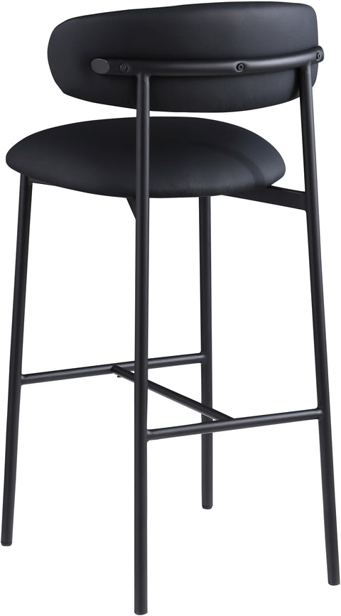 Opal Black Vegan Leather Upholstered Bar Stool, 2-Piece (Style 2)