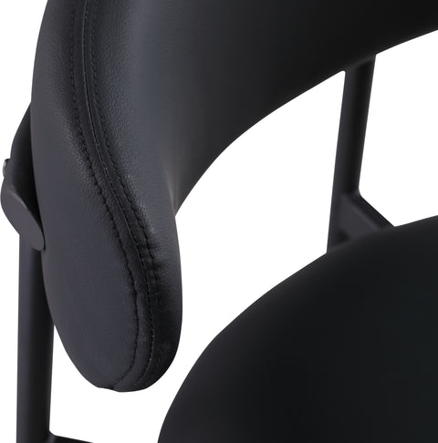 Opal Black Vegan Leather Upholstered Bar Stool, 2-Piece (Style 2)