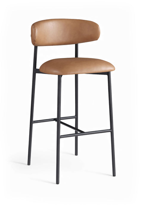 Opal Cognac Vegan Leather Upholstered Bar Stool, 2-Piece (Style 2)