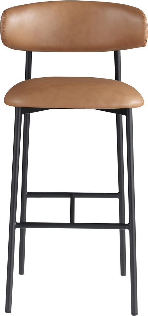 Opal Cognac Vegan Leather Upholstered Bar Stool, 2-Piece (Style 2)