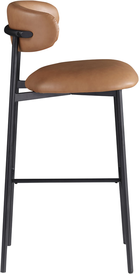 Opal Cognac Vegan Leather Upholstered Bar Stool, 2-Piece (Style 2)