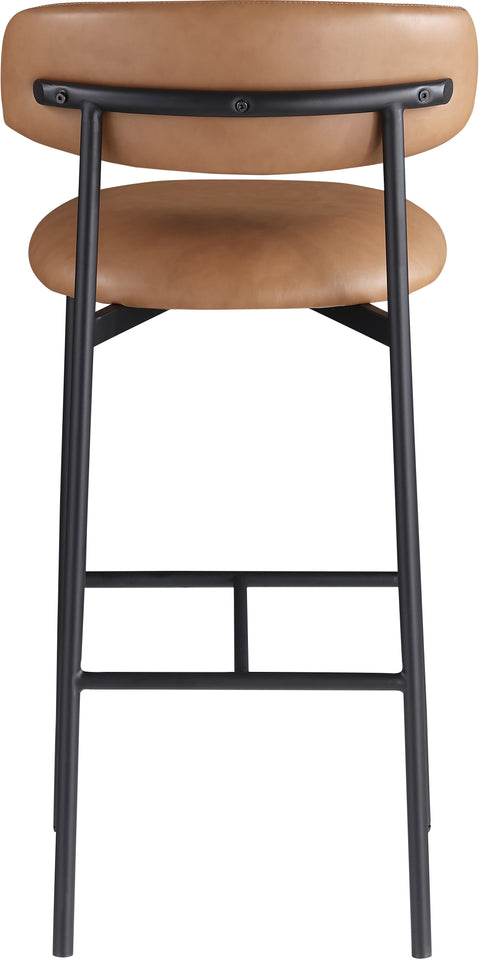 Opal Cognac Vegan Leather Upholstered Bar Stool, 2-Piece (Style 2)