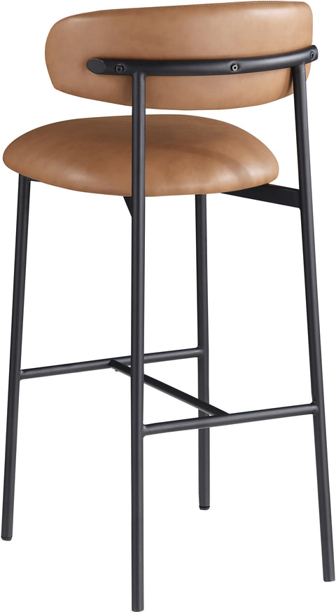 Opal Cognac Vegan Leather Upholstered Bar Stool, 2-Piece (Style 2)