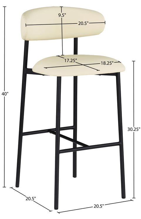 Opal Cream Vegan Leather Upholstered Bar Stool, 2-Piece (Style 2)
