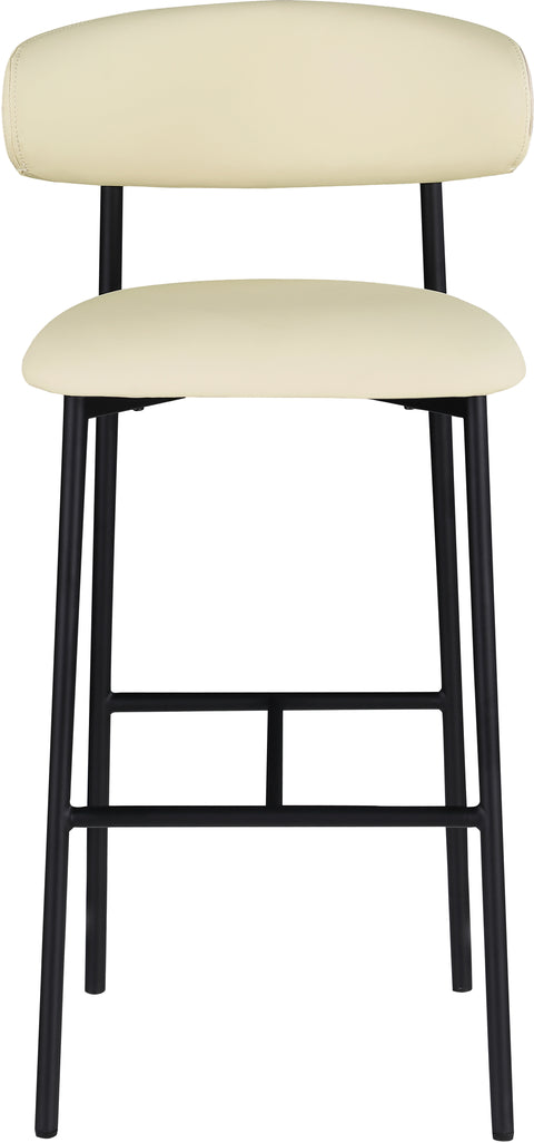 Opal Cream Vegan Leather Upholstered Bar Stool, 2-Piece (Style 2)