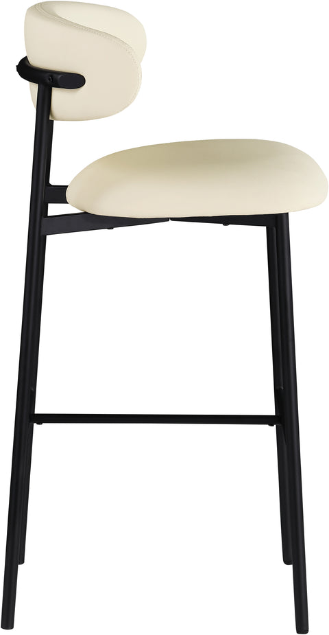 Opal Cream Vegan Leather Upholstered Bar Stool, 2-Piece (Style 2)