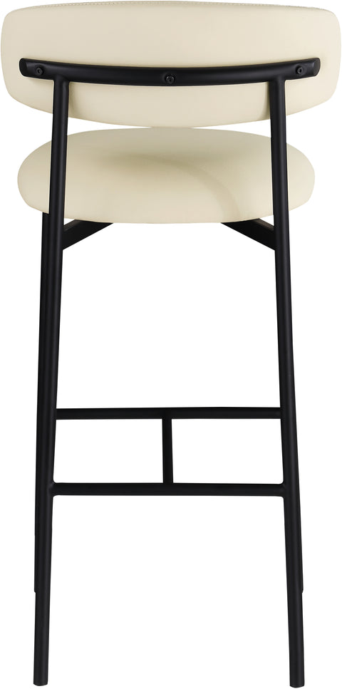 Opal Cream Vegan Leather Upholstered Bar Stool, 2-Piece (Style 2)