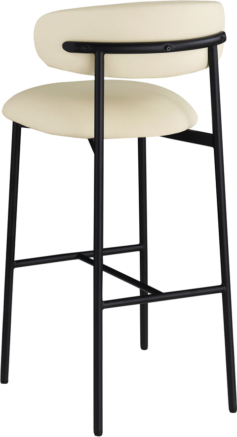 Opal Cream Vegan Leather Upholstered Bar Stool, 2-Piece (Style 2)