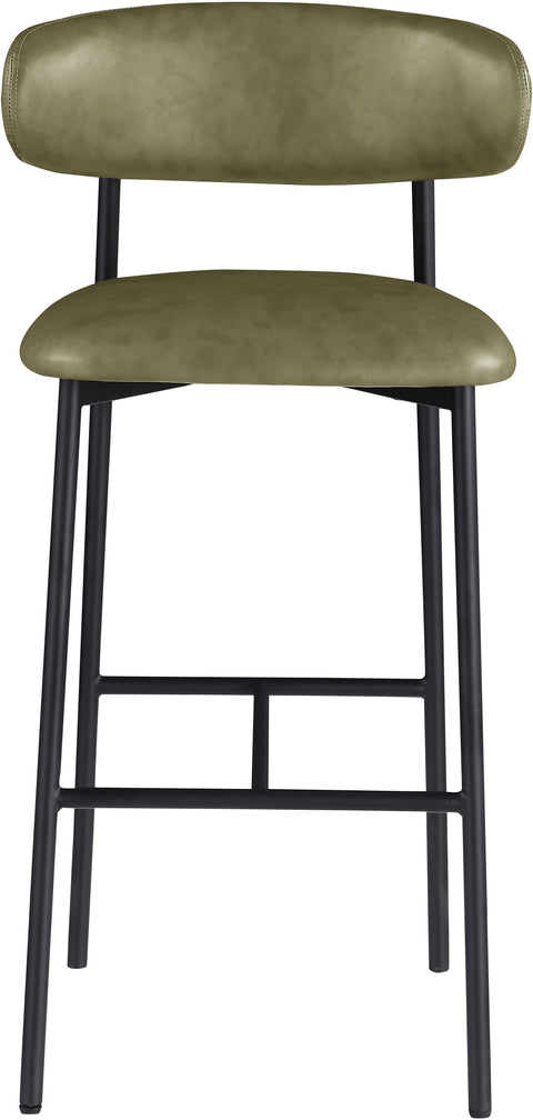 Opal Olive Vegan Leather Upholstered Bar Stool, 2-Piece