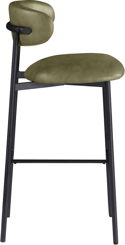 Opal Olive Vegan Leather Upholstered Bar Stool, 2-Piece