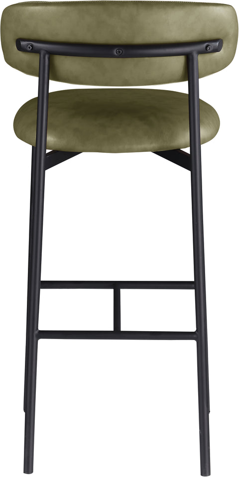Opal Olive Vegan Leather Upholstered Bar Stool, 2-Piece