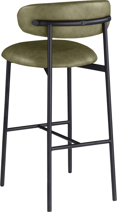 Opal Olive Vegan Leather Upholstered Bar Stool, 2-Piece