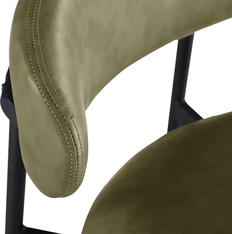 Opal Olive Vegan Leather Upholstered Bar Stool, 2-Piece