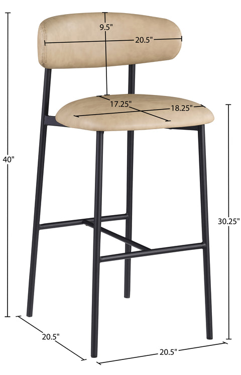 Opal Tan Vegan Leather Upholstered Bar Stool, 2-Piece