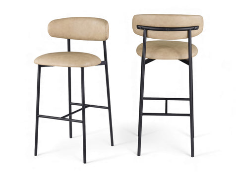 Opal Tan Vegan Leather Upholstered Bar Stool, 2-Piece