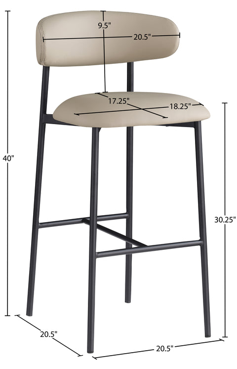Opal Taupe Vegan Leather Upholstered Bar Stool, 2-Piece (Style 2)