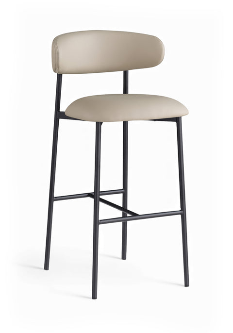 Opal Taupe Vegan Leather Upholstered Bar Stool, 2-Piece (Style 2)