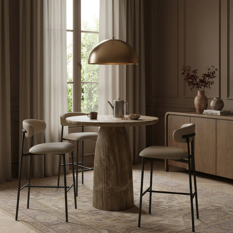Opal Taupe Vegan Leather Upholstered Bar Stool, 2-Piece (Style 2)