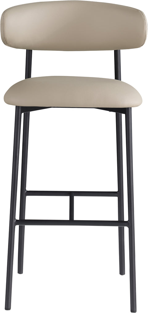 Opal Taupe Vegan Leather Upholstered Bar Stool, 2-Piece (Style 2)