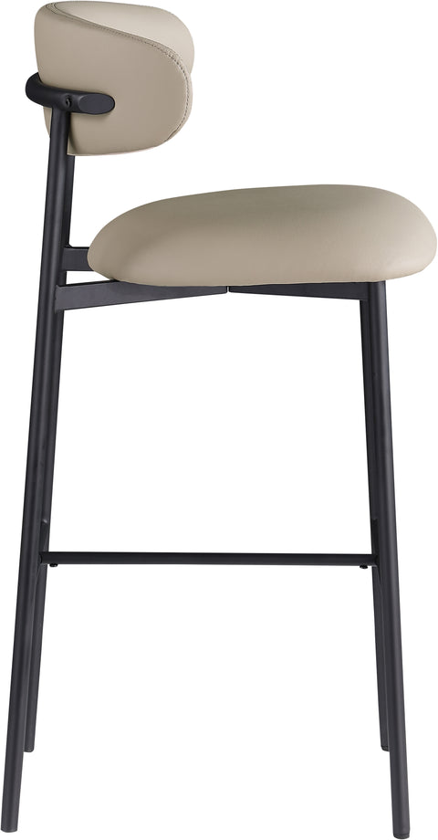 Opal Taupe Vegan Leather Upholstered Bar Stool, 2-Piece (Style 2)