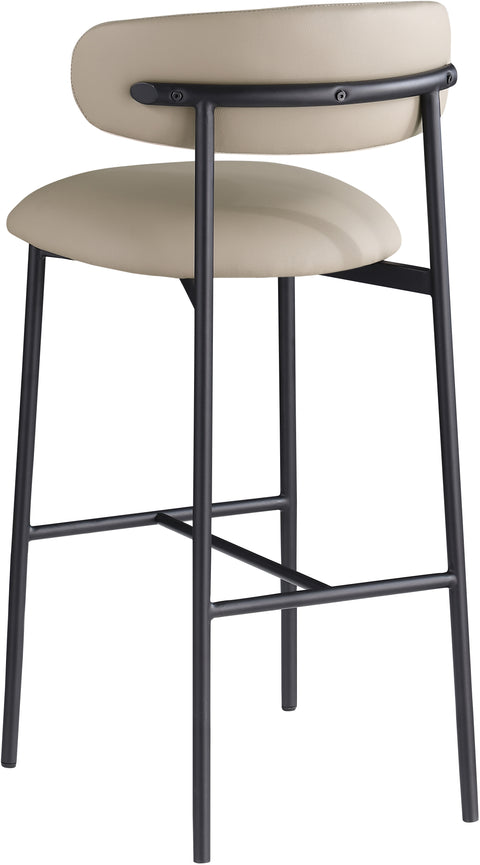 Opal Taupe Vegan Leather Upholstered Bar Stool, 2-Piece (Style 2)
