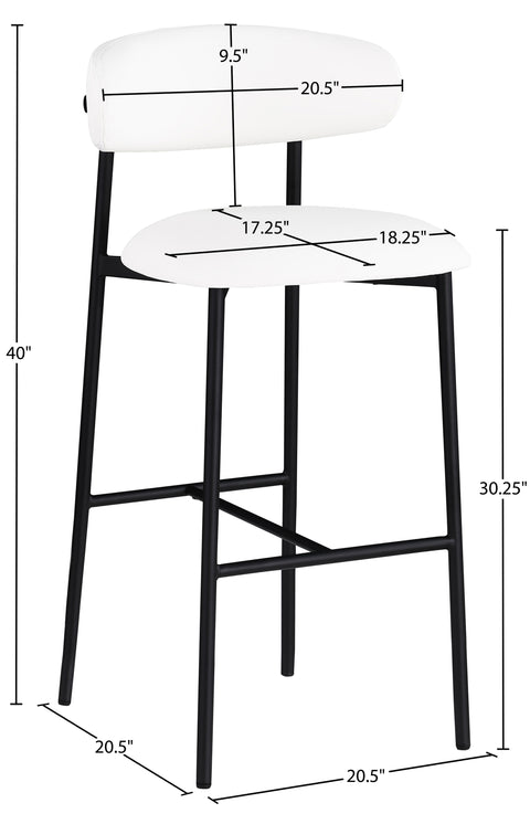 Opal White Vegan Leather Upholstered Bar Stool, 2-Piece (Style 2)
