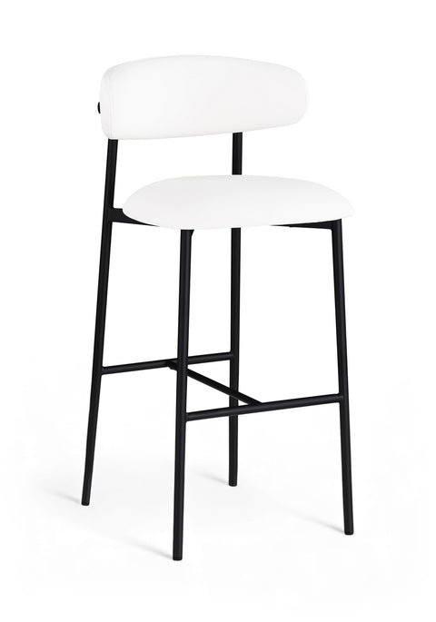 Opal White Vegan Leather Upholstered Bar Stool, 2-Piece (Style 2)