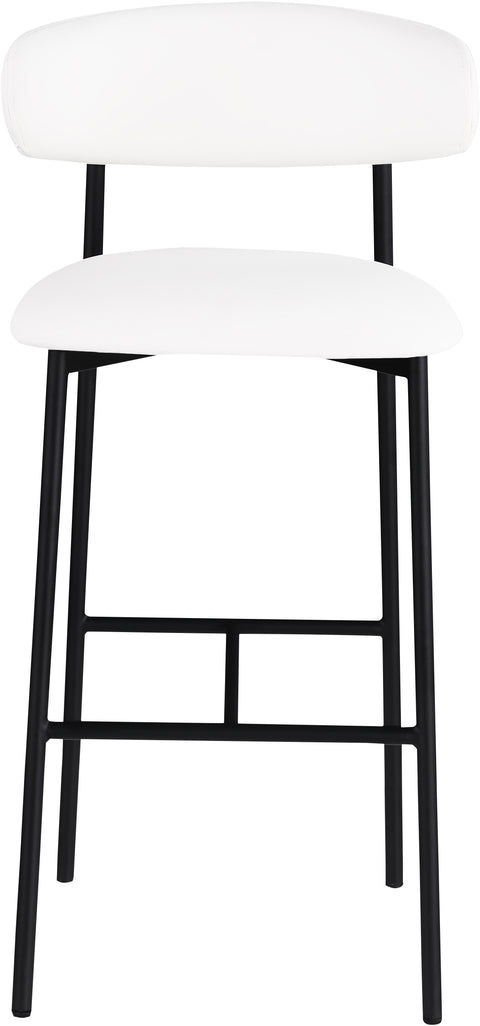 Opal White Vegan Leather Upholstered Bar Stool, 2-Piece (Style 2)