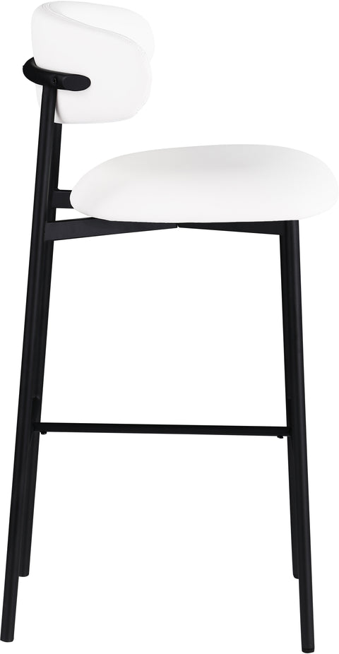 Opal White Vegan Leather Upholstered Bar Stool, 2-Piece (Style 2)