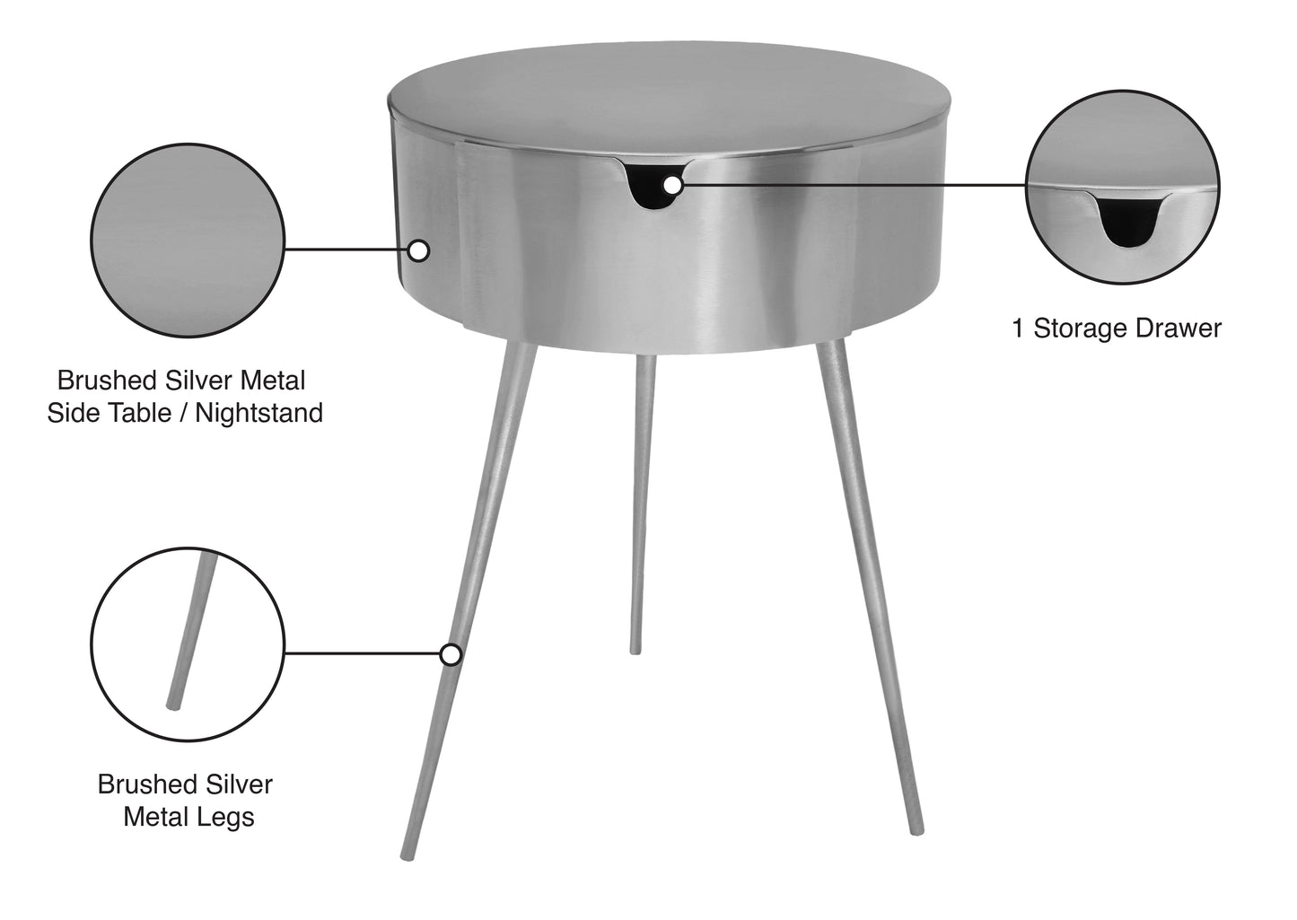 cane silver night stand silver