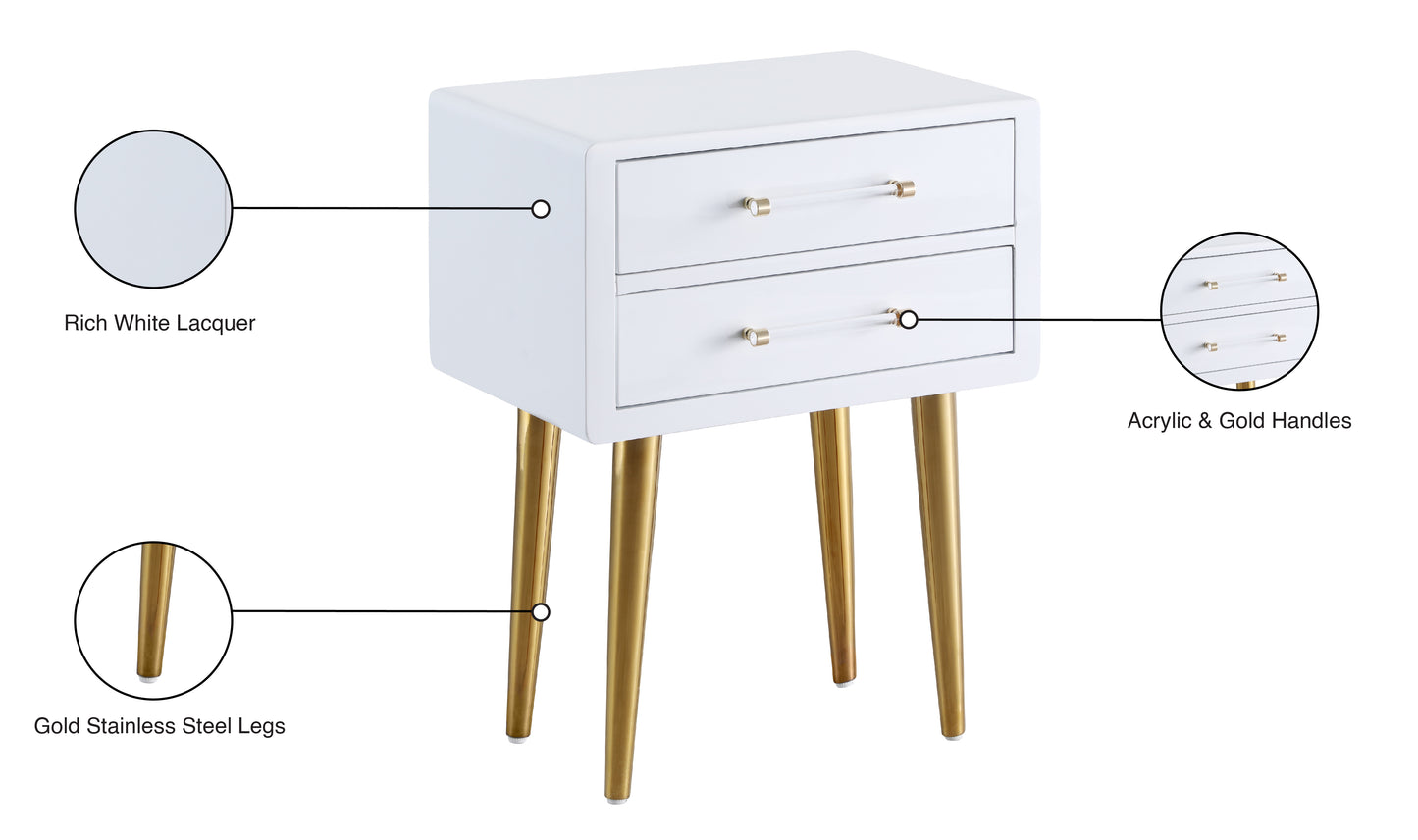 tarzan white laquer with gold side table