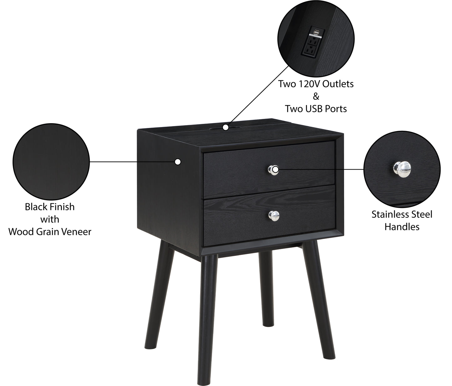 oliver black night stand black