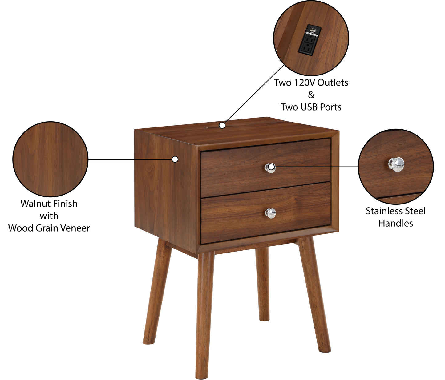 oliver walnut night stand walnut