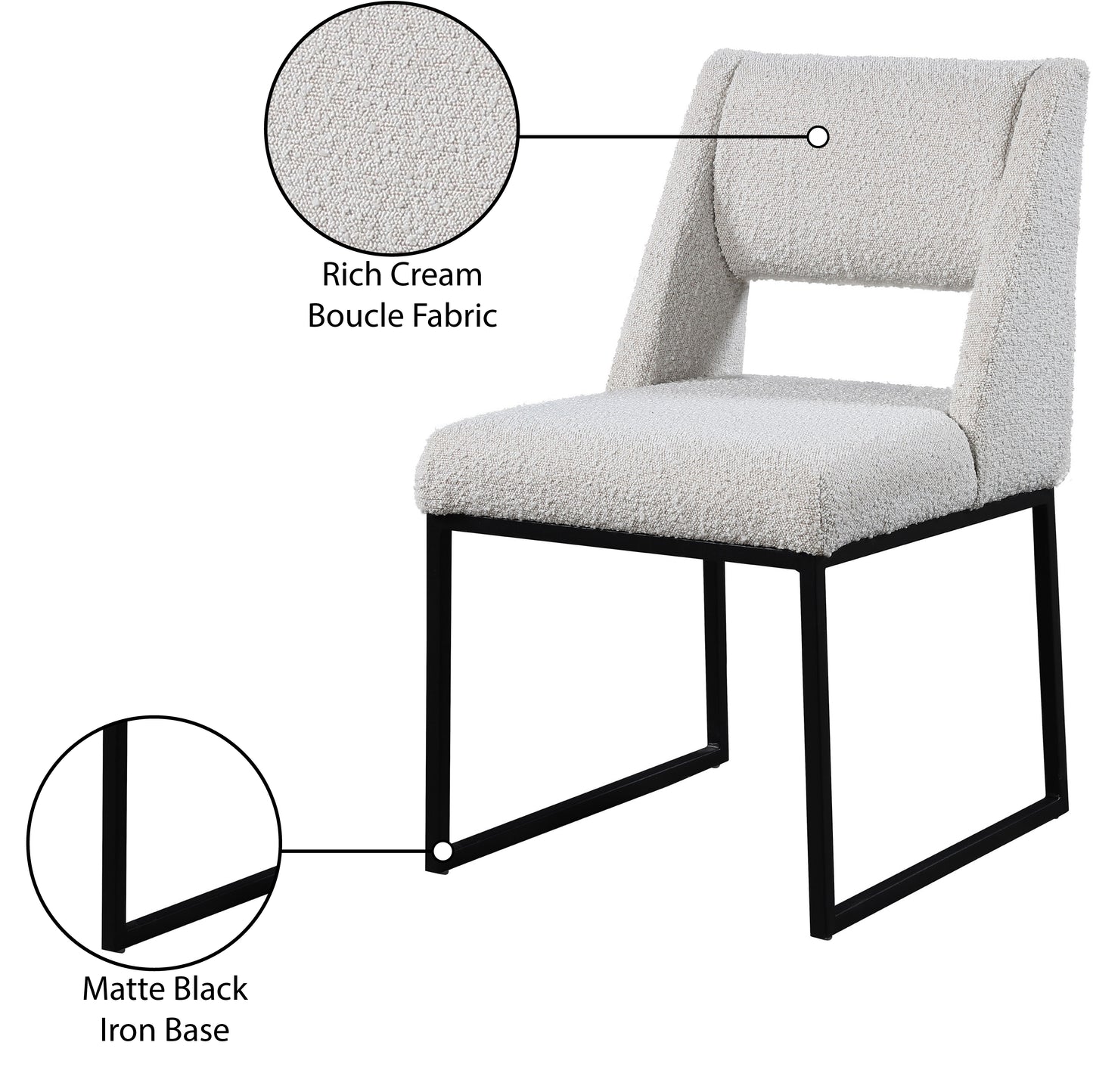 mykonos cream boucle fabric dining chair c