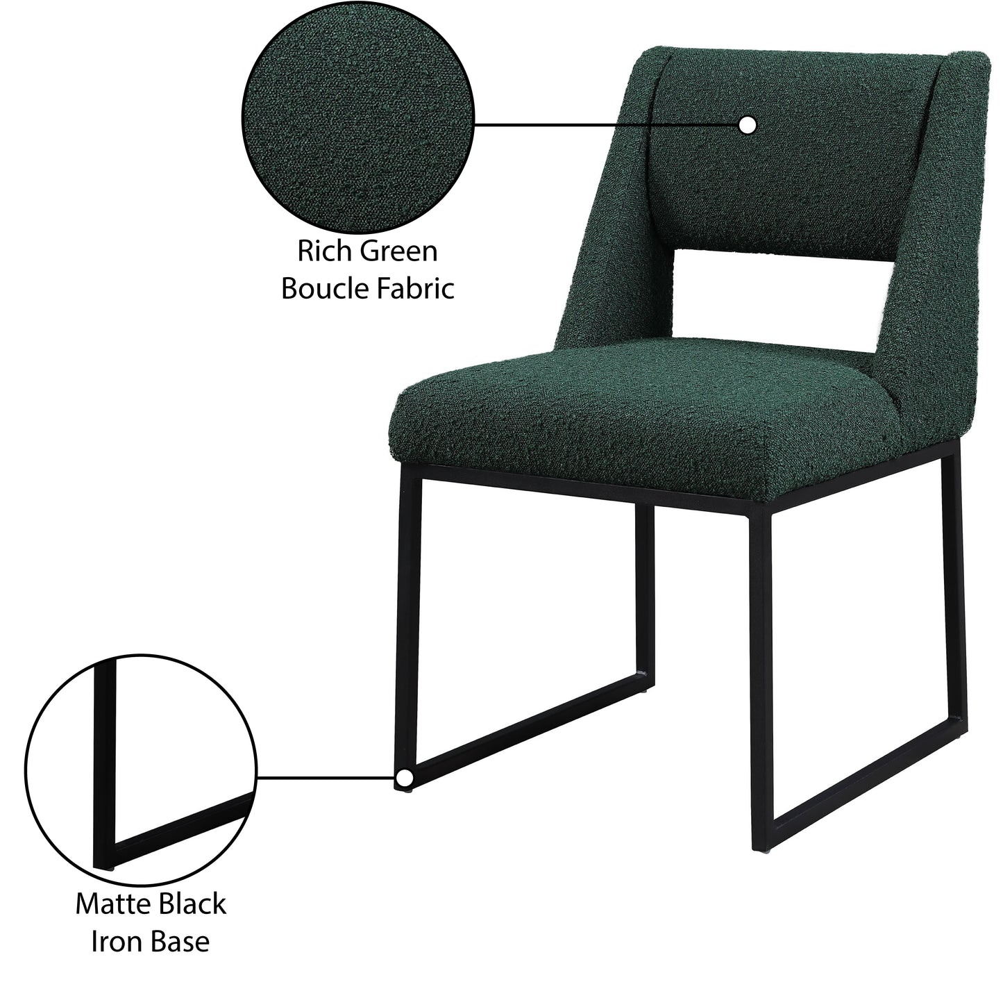 mykonos green boucle fabric dining chair c