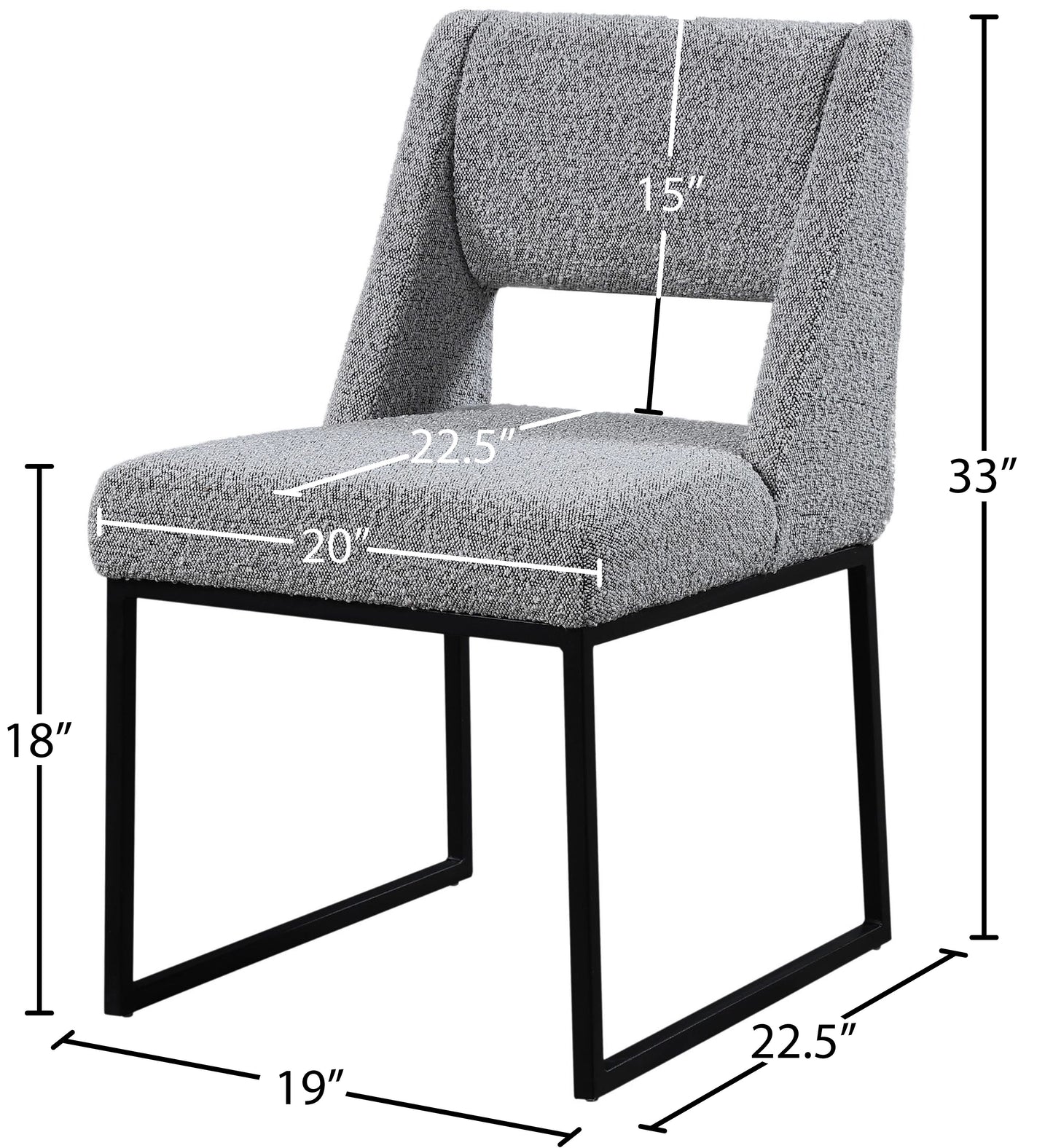 mykonos grey boucle fabric dining chair c