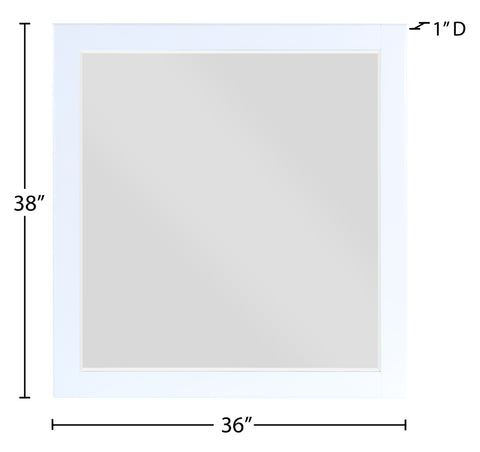Darcy 36" White Wood Veneer Frame Mirror, 1 Piece